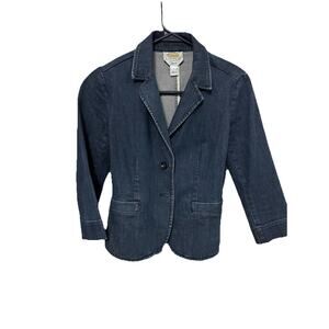 TALBOTS Denim Jacket Blazer with Collar & Front Pockets Size 2